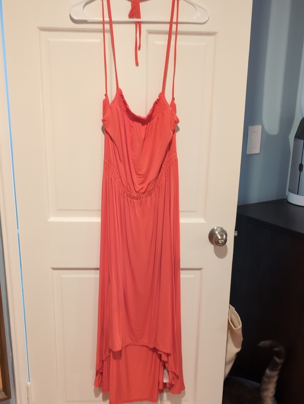 GAP Coral High-Low Halter Maxi Dress